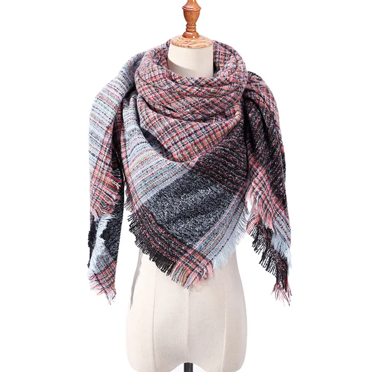 Зимний треугольный шарф для женщин плед Теплые кашемировые шарфы женские шали пашмины леди бандана обертывания одеяло - Цвет: S31