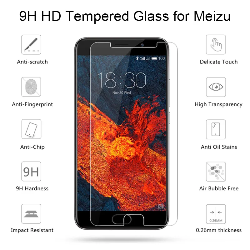 2 шт.! Закаленное стекло защитное стекло для телефона Meizu Pro 7 6 Plus 5 Защита экрана телефона на Meizu 16 Plus 15 Lite