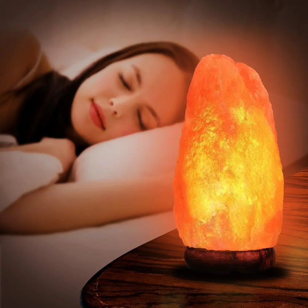 Новая Высокоэффективная ручная спальня лампа резная USB деревянная база Гималайская Каменная соль лампа очиститель воздуха Ночник подарок Маленькая ночь