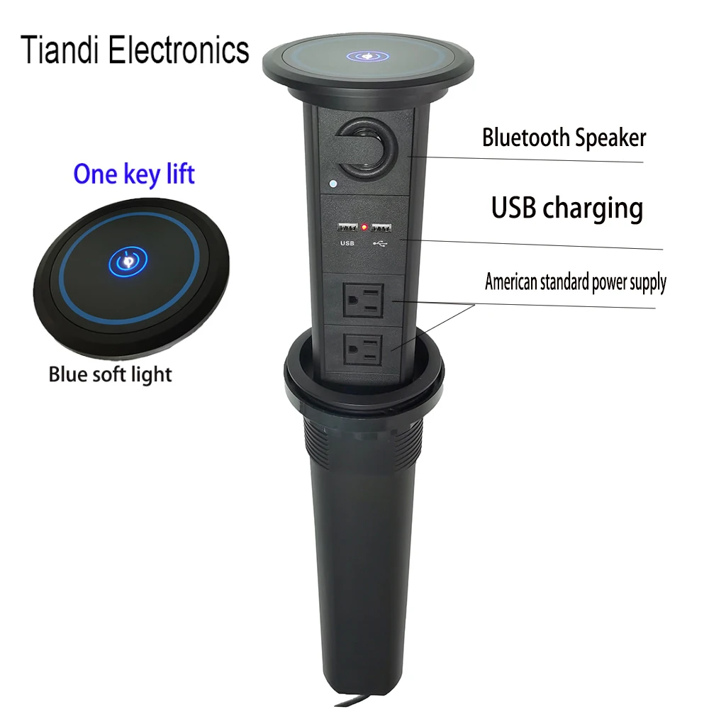 

Enchufe Inteligente Electric Pop Up Smart Home Outlet with Wireless Charge Bluetooth Speaker for Mobile Phone Controls Lifting
