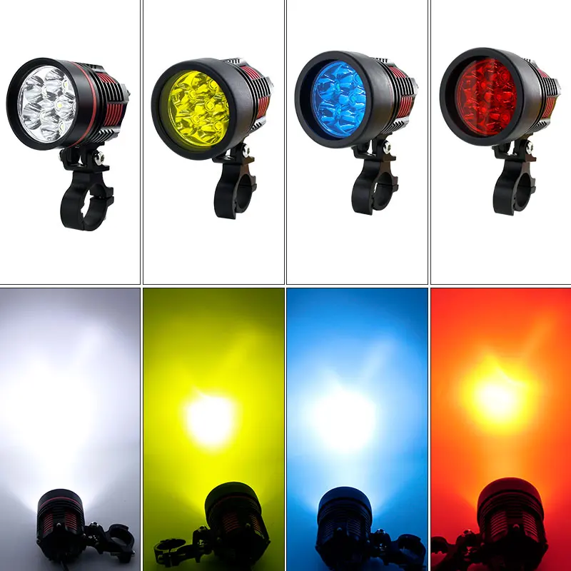 2pcs Motorcycle Headlights 60W 12000LM 6000k led chips Motorbike Spotlight add Color changing lamp cover white/yellow/Red/Blue