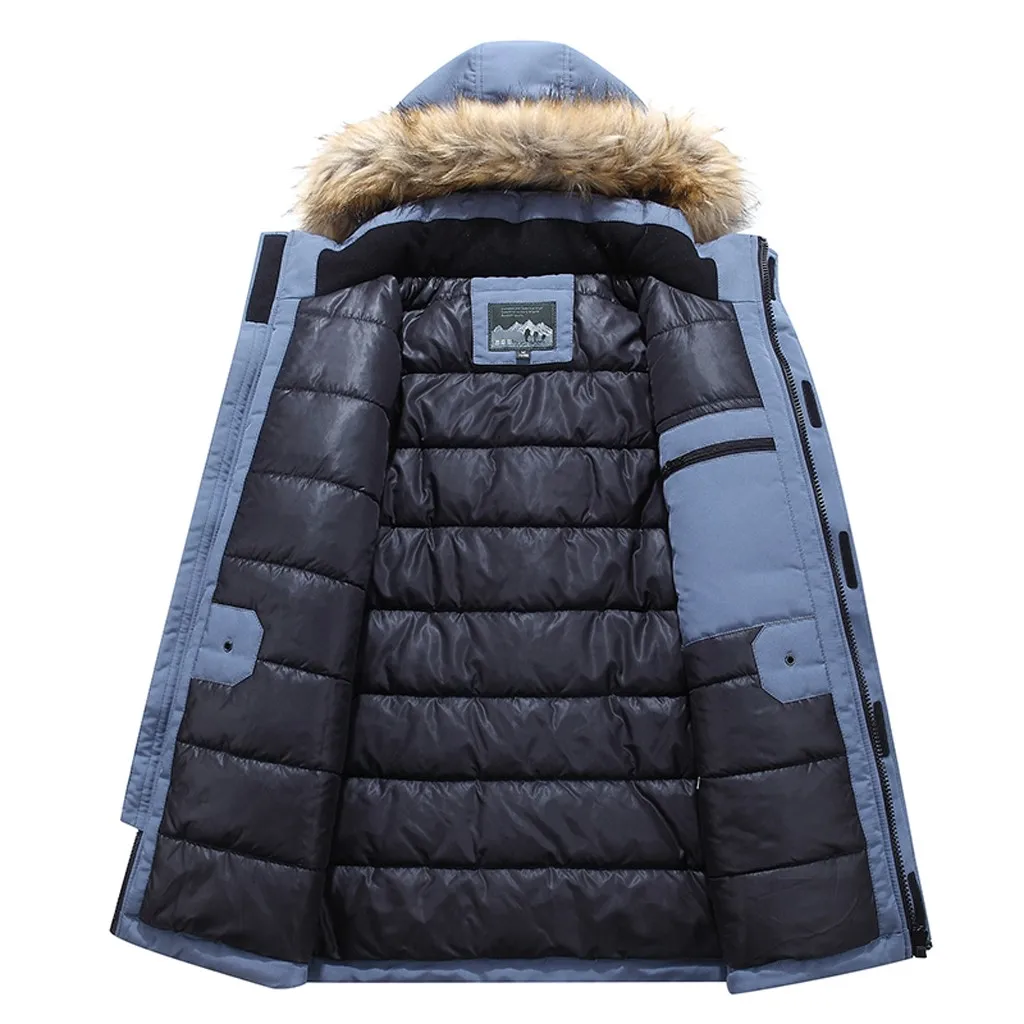 Мужское пальто с меховой отделкой капюшона, теплое осенне-зимнее повседневное зимнее Мужское пальто с длинным рукавом, зимнее пальто для мужчин, roupa masculina