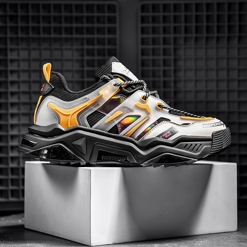 

2020 new transparent bottom ins trend daddy shoes microfiber mesh breathable casual shoes high elastic wearable travel shoes
