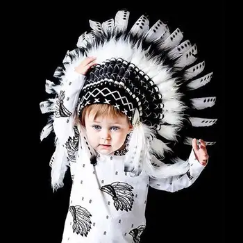 

1 PC Child Toy Indian Style Realistic Synthetic Feather Headband Headdress Hat Party Decoration Baby Safe Photo Prop