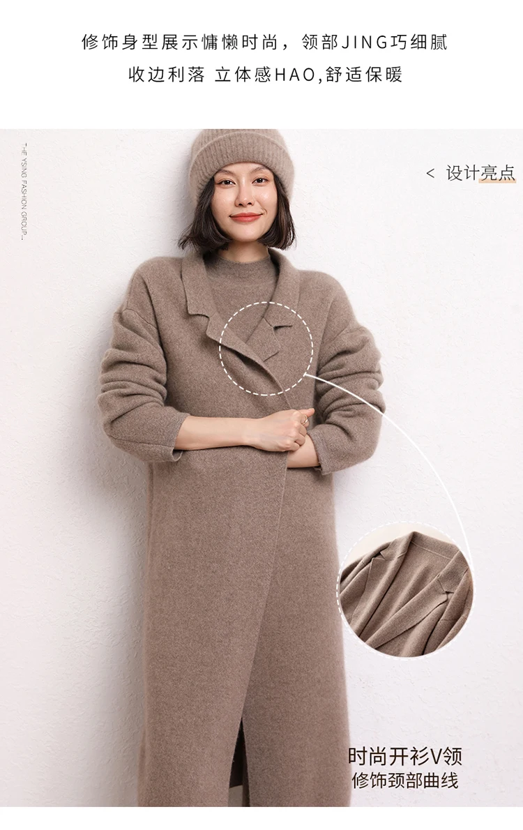 womens parka coat 2021New  100% Cashmere Pure Color Knitted Cardigan Coat Slim Casual Women's Clothing womens long black puffer coat