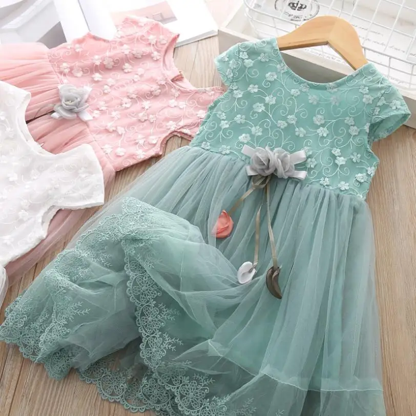 Платье для маленьких девочек, летняя ткань для платья-пачки, детская одежда для крещения детское платье принцессы с короткими рукавами для свадебной вечеринки для девочек 6 лет