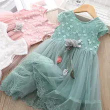 Платье для маленьких девочек, летняя ткань для платья-пачки, детская одежда для крещения детское платье принцессы с короткими рукавами для свадебной вечеринки для девочек 6 лет