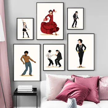

People Dancing Together Wall Art Canvas Painting Nordic Posters and Prints Wall Pictures for Living Room Home Decor