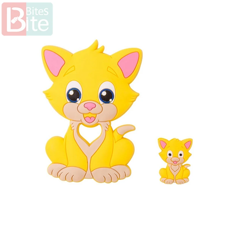 Yellow Cat Укус укусов 2 шт./компл. Черепаха силиконовый детский Прорезыватель для зубов "сделай сам" для изготовления Еда Класс коала силиконовые крошечные стержень при прорезывании зубов силиконовые бусины комплект ювелирных изделий - Цвет: Yellow Cat