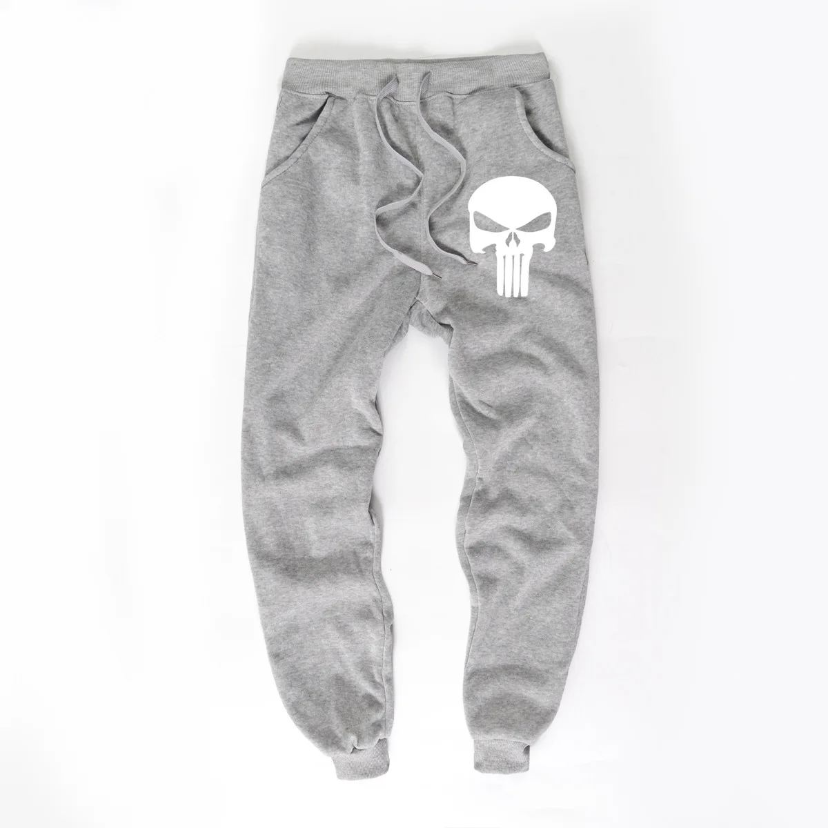 gray sweatpants Мужские спортивные брюки Каратель для мальчиков; флисовые брюки; спортивная одежда для спортзала; сезон осень-зима; Повседневная Уличная одежда унисекс; ; Прямая поставка - Цвет: gray sweatpants