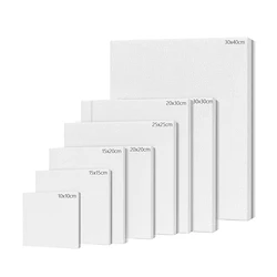 6Pcs White Blank Square Artist Canvas Wooden + Cotton Board Frame For Primed Oil Acrylic Paint Stretched Acrylic Board Panels