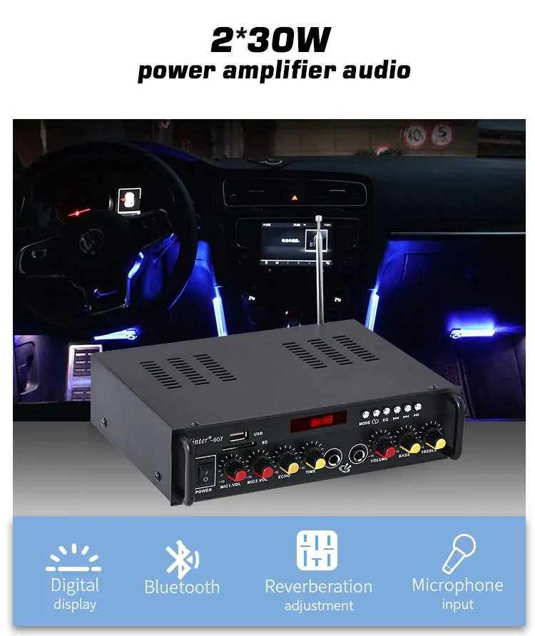 Kinter караоке усилитель аудио Kinter 007 play hifi стерео звук с bluetooth 4,2 USB TF FM Радио Вход 20 Вт 2.0CH