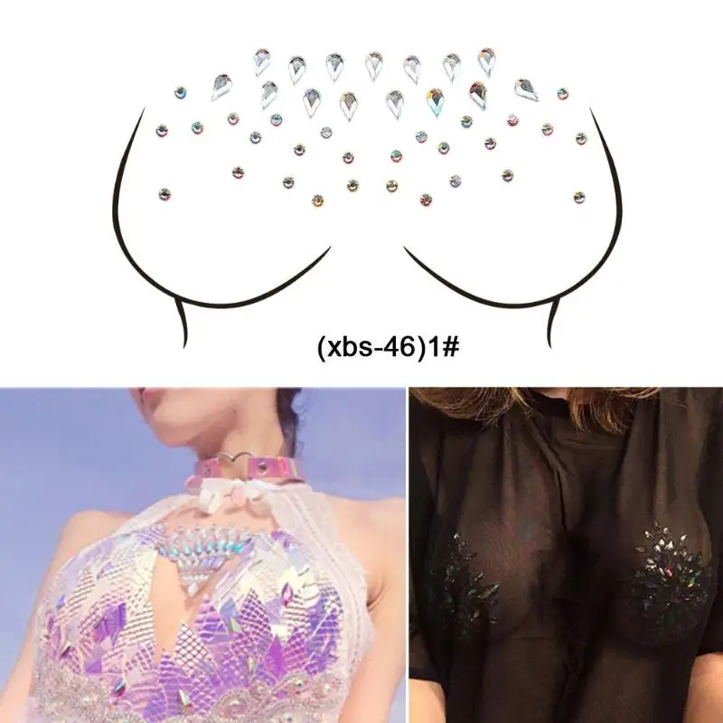 Грудь и камнями кластера временные самоклеющиеся тату Diamond Стикеры