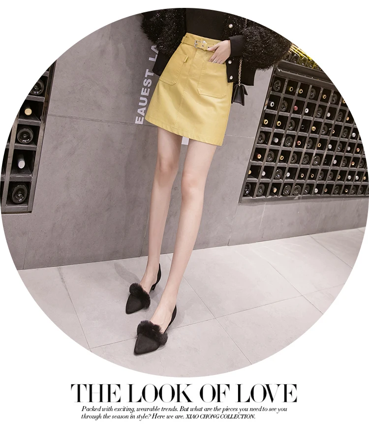Женская одежда Кожаная Мини-юбка с высокой талией, два кармана, половина тела, юбка трапециевидной формы, короткая юбка с поясом - Цвет: yellow