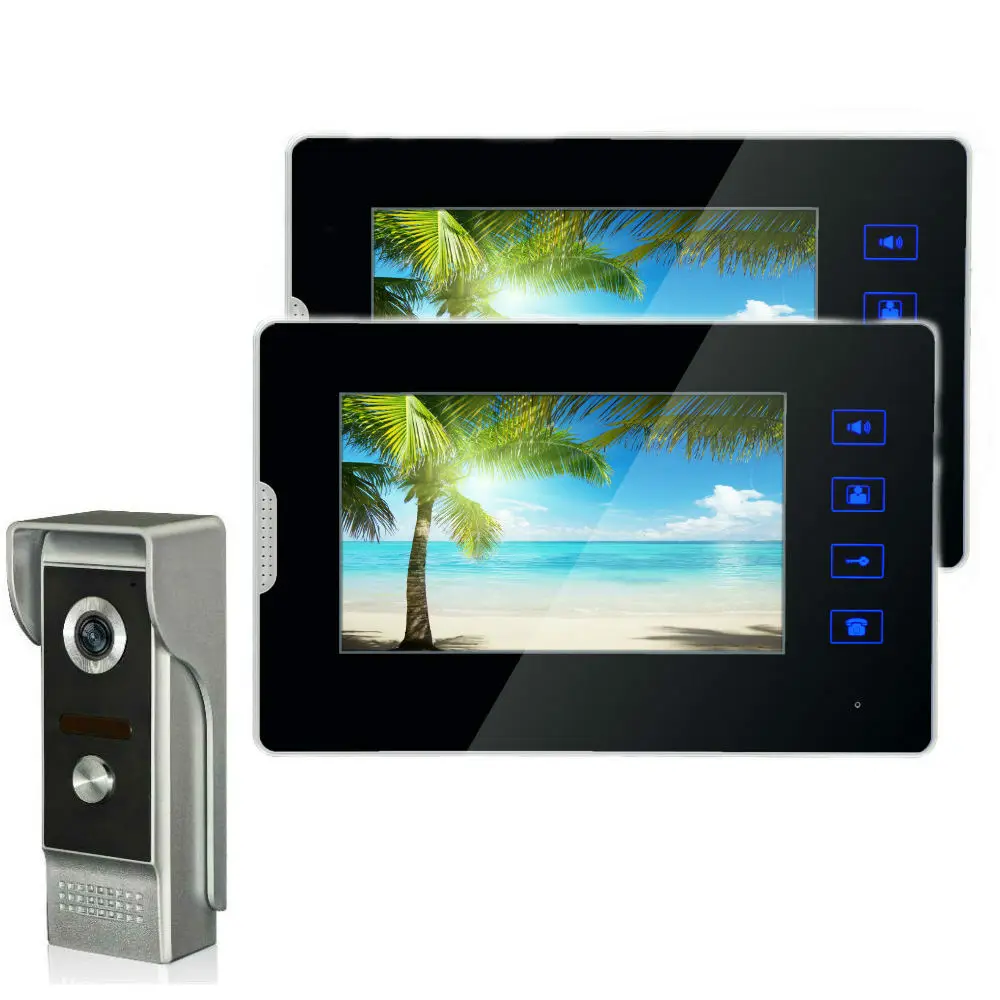 

7 Inch Video Door Phone Doorbell Video Intercom Kit Outdoor Camera Waterproof Night Vision Hands-free Call Home Security