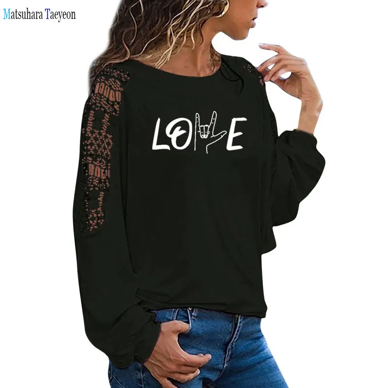 

Aesthetic Clothes Love Print Women Funny Women Tshirts Harajuku Oversized 90s Shirt for Women Tee Tops Long Sleeve