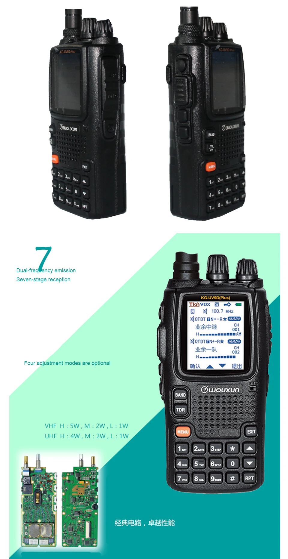 Wouxun KG-UV9D Plus Walkie Talkie CB радиостанция приемопередатчик многодиапазонный Воздушный диапазон частоты 108-136 МГц полицейский 350-390 МГц UV-9R