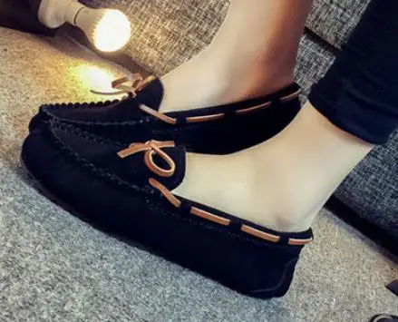 black flat sole E spadrilles/Женская обувь на плоской подошве; обувь из натуральной кожи; повседневные лоферы; слипоны; женские мокасины на плоской подошве; женская обувь с бантом - Цвет: black flat sole