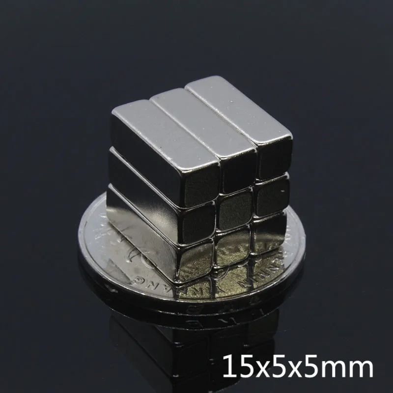 10 шт. 15x5x5 мм N35 Супер Сильный магнитный блок из Неодимового кубоида редкоземельные перманентнеы неодимные магниты для поделок