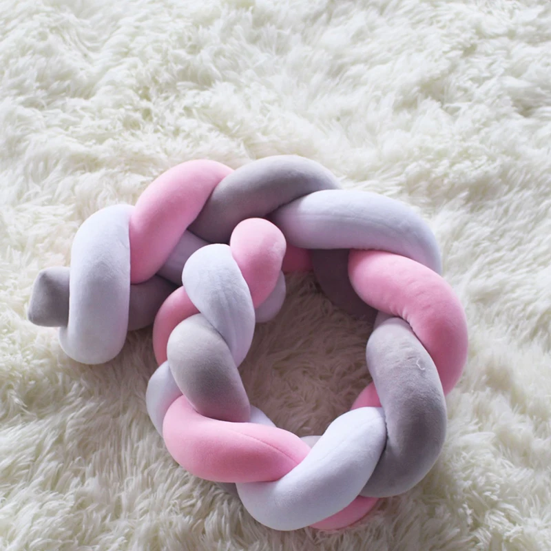 Baby Bed Bumper Long Handmade Knotted Braid Baby Crib Sides Protector Newborn Baby Knot Pillow Room Decor 300cm YBD013