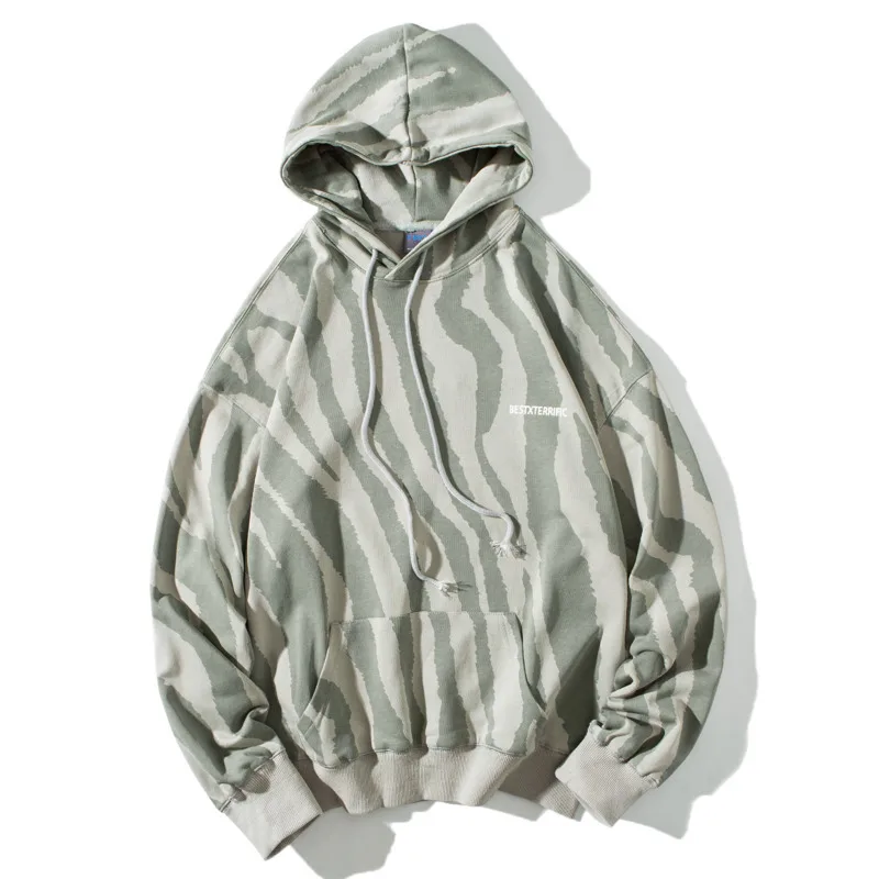 

2019 Men's Spring And Autumn New Casual Pattern Striped Print Long-sleeved Round Neck Hoodies Loose Temperament Tide