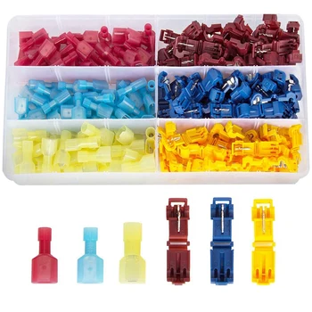 

240 Pieces T-Tap Wire Terminals Quick Splice Electrical Connectors Self-Stripping And Nylon Fully Insulated Male Spade Disconnec