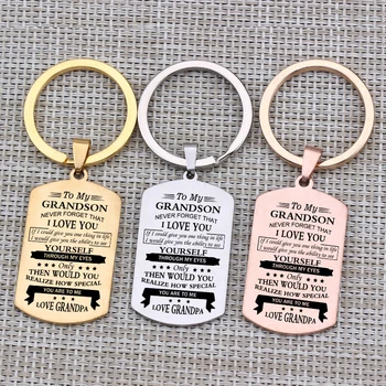 

To My Grandson I Love You Keychain Love Grandpa Men Children Dog Tag Stainless Steel Keychain Hand Stamped How Special you are