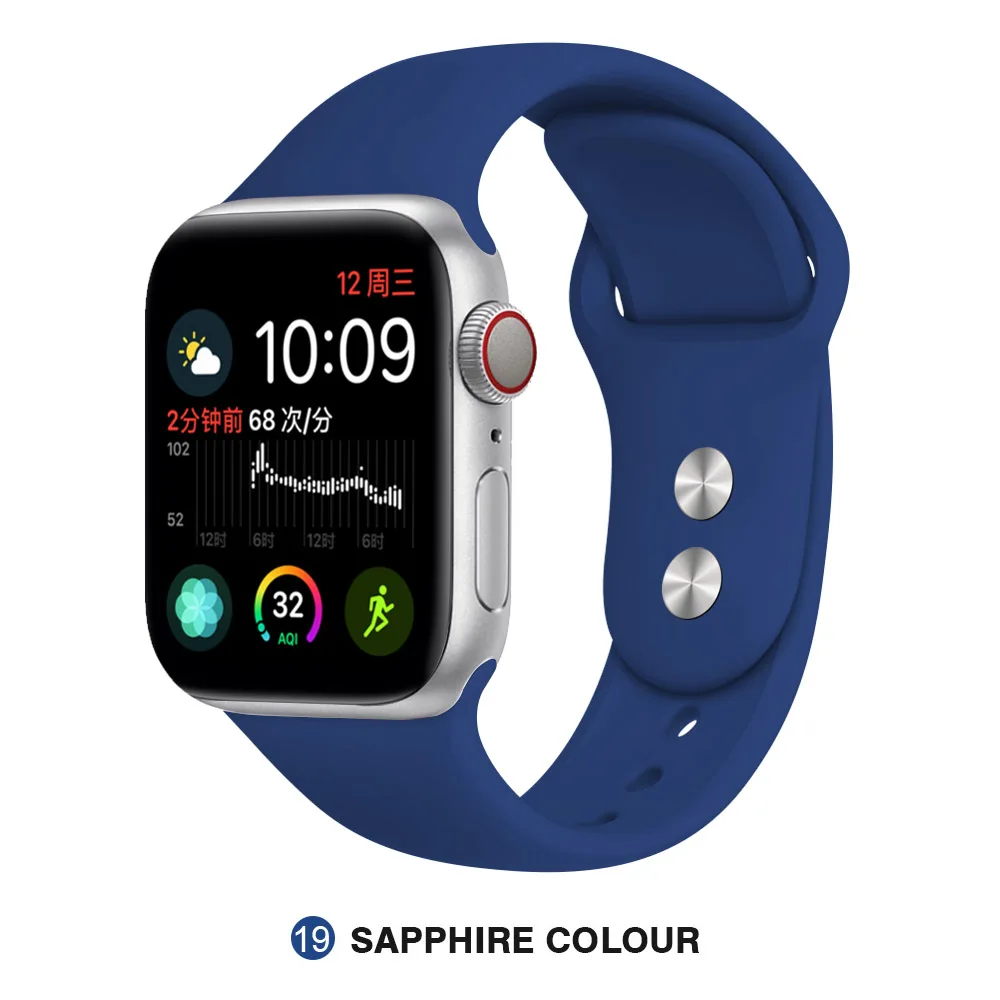 Sea Blue Силиконовый ремешок для Apple Watch 38 мм 42 мм iwatch 5 ремешок 44 мм 40 мм спортивный браслет резиновый ремешок для iwatch 4 3 2 1 - Цвет ремешка: Sea Blue