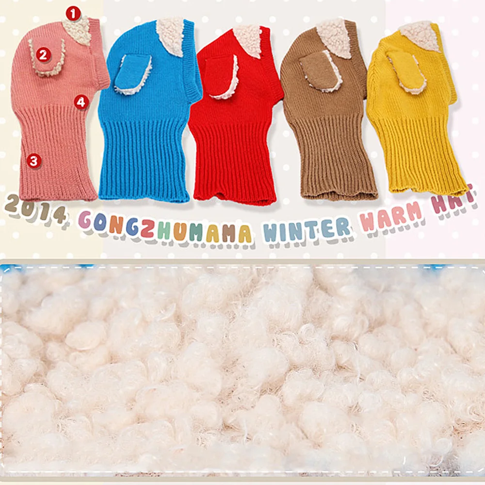 Oeak Baby Hat Cute Toddler Kid Hats Shawl Suits Hood Kintted Coif Woolen Scarves Caps Girl Boy Winter Warm Cap Lamb Fur Hats