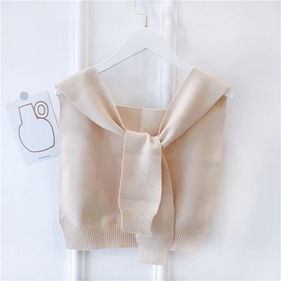 beige khaki Luna& Dolphin, женские шерстяные шарфы, вязаный жилет, рукав, шарф, палантины, сплошной цвет, палантин, мягкая шаль, вязаный студенческий простой теплый шарф - Цвет: beige khaki