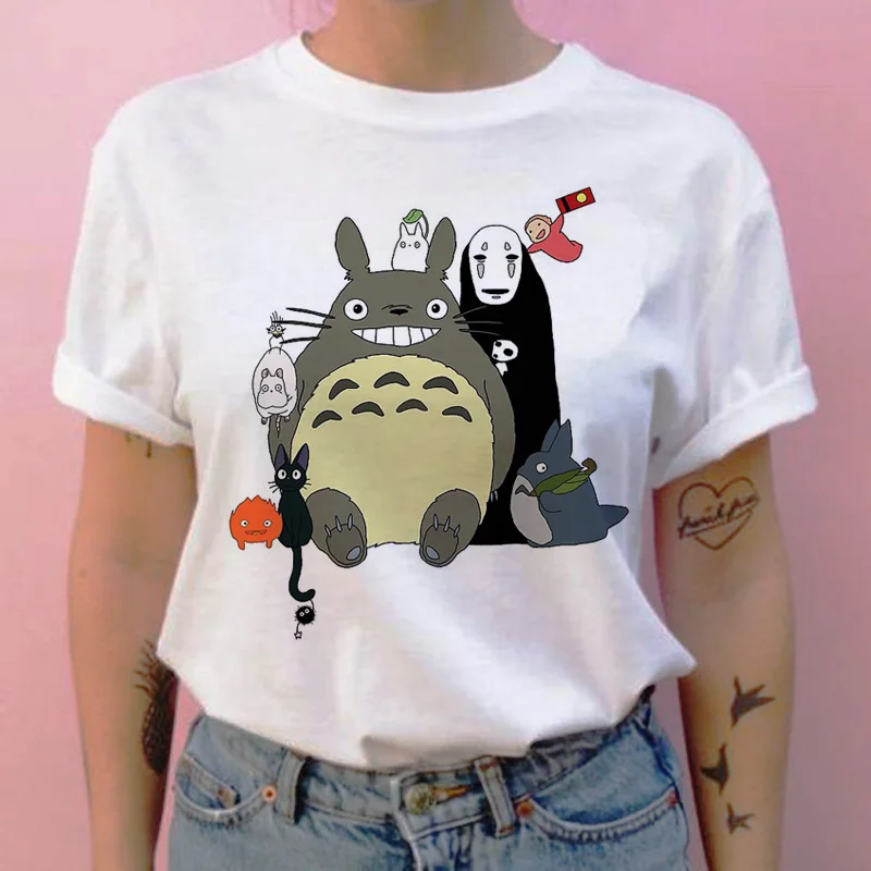 Totoro/женская футболка с рисунком из мультфильма «Унесенные призраками Тоторо», Новая графическая женская футболка с изображением японского ульцзанга, одежда, футболка, топы, футболки tumblr