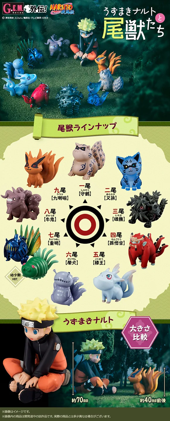 Аниме Наруто Shippuden 10-Nine Tail Uzumaki Наруто хвостатый зверь симпатичная капсула игрушка Гараж Комплект