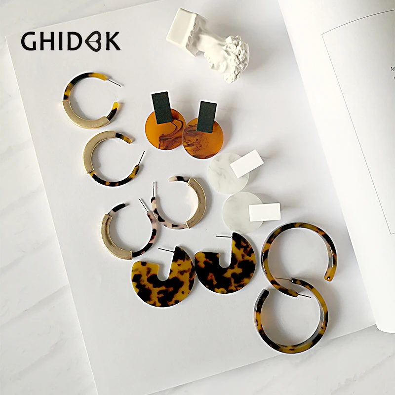 GHIDBK в винтажном стиле с леопардовым принтом круг серьга виде Кольца модные