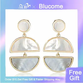 

Blucome Luxury Different Color Large Shell Earrings Semicircle Shape Drop Earrings For Birthday Party Ears Piercings Accessories