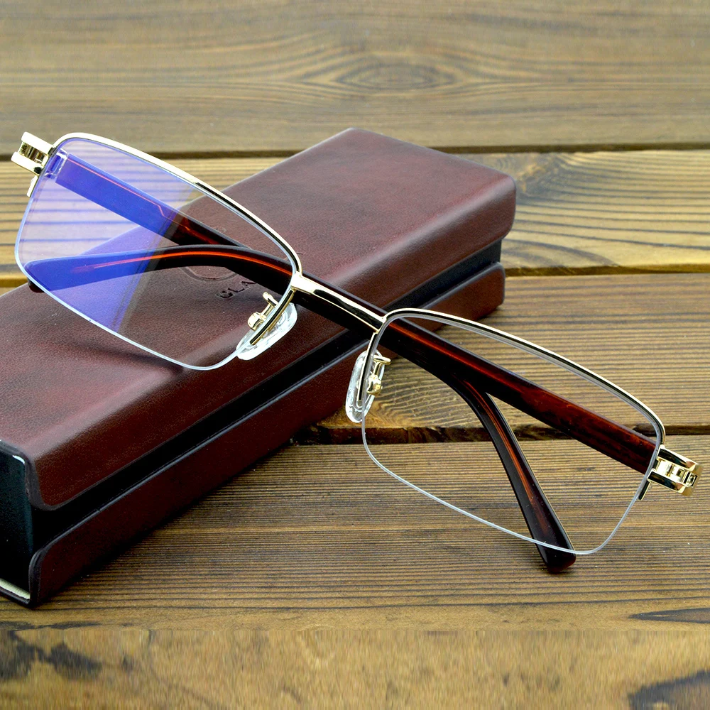 

Executive Office Style Golden Reading Glasses for Men with PU Case +0.75 +1 +1.25 +1.5 +1.75 +2 +2.5 to +4