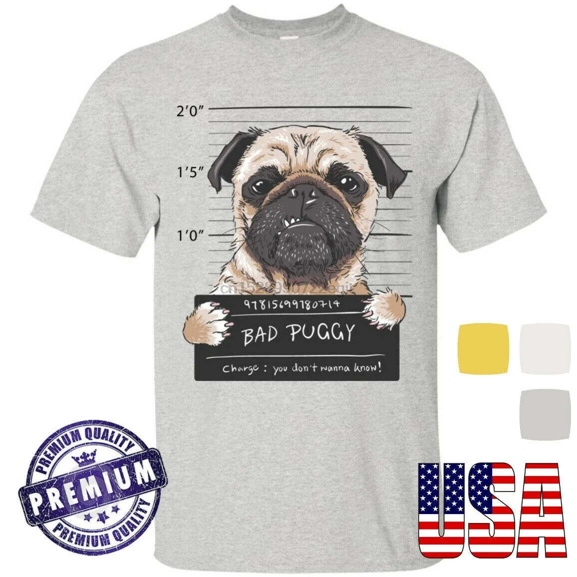 Футболка Bad Puggy для мужчин и женщин с Мопсом забавная футболка изображением