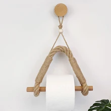Vintage Towel Hanging Rope Wood Hemp Rope Toilet Kitchen Paper Holder Home Hotel Supplies Towel Stand Holders