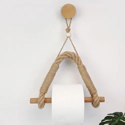 Vintage Towel Hanging Rope Wood Hemp Rope Toilet Kitchen Paper Holder Home Hotel Supplies Towel Stand Holders