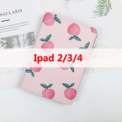 Для Ipad Ipad Air 1 2 Ipad Mini 1, 4, 5, Ipad 2 3 4 из искусственной кожи милый оранжевый медовый персик чехол с откидной крышкой для телефона с закаленное Стекло чехол - Цвет: 02 Ipad 2 3 4