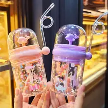 Gobelet de pulvérisation d'eau de baleine pour enfants, bouteilles d'alimentation de dessin animé avec pailles, gobelets étanches portables pour enfants, verres pour boire, 260ML