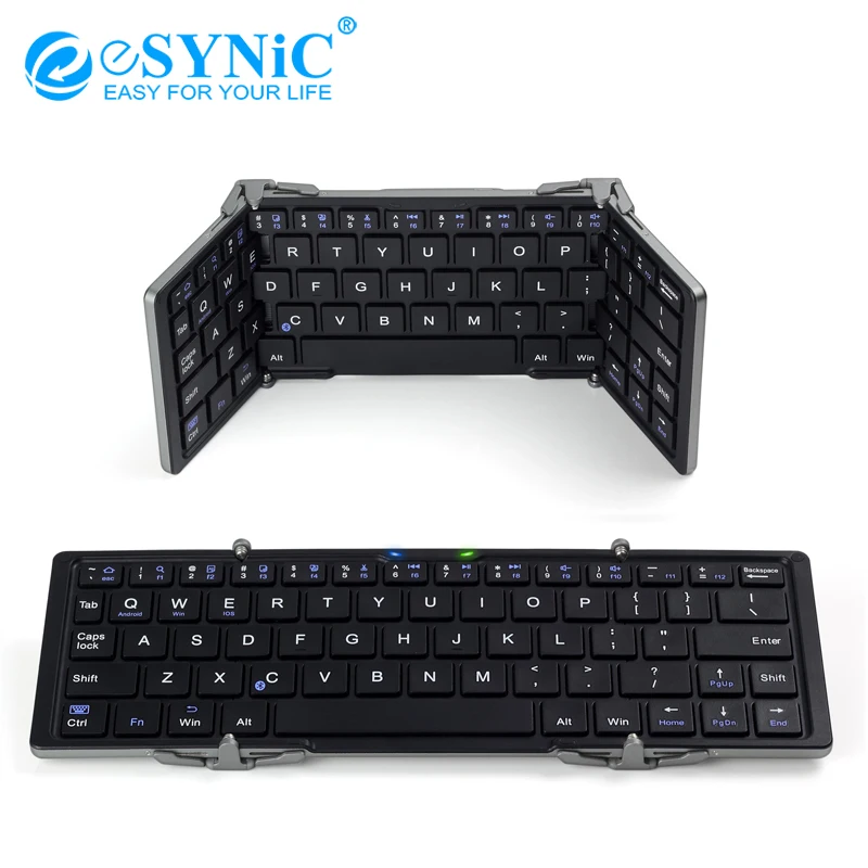 

eSYNiC Foldable Bluetooth 3.0 Wireless Aluminium Alloy Keyboard Ultra-Slim Full-size Portable with Case Cover Portable Keyboard