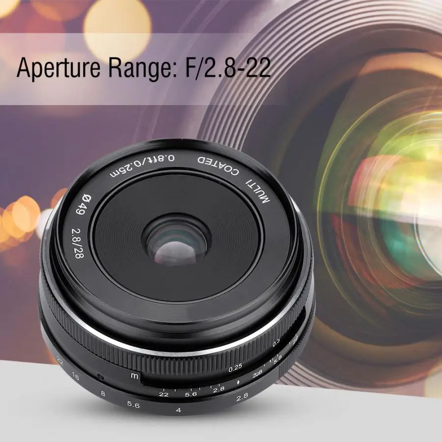 Lente para celular MEIKE 28 мм F2.8 APS-C объектив с ручным фиксированным фокусом для Fuji X Mount беззеркальных камер чечевица