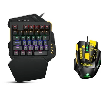 

BLOODBAT Gaming Keyboard and Mouse Combination,Programmable 8-Key LED 4000DPI Mouse Keyboard, One-Hand Mechanical Keyboard, Mous
