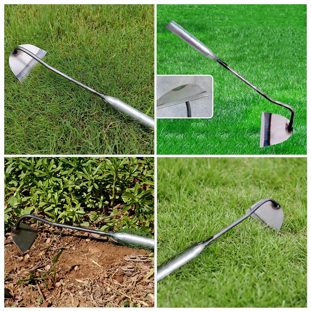 1pc Handheld Bent-neck Hoe Stainless Steel Farm Garden Tool Weeding Accessories