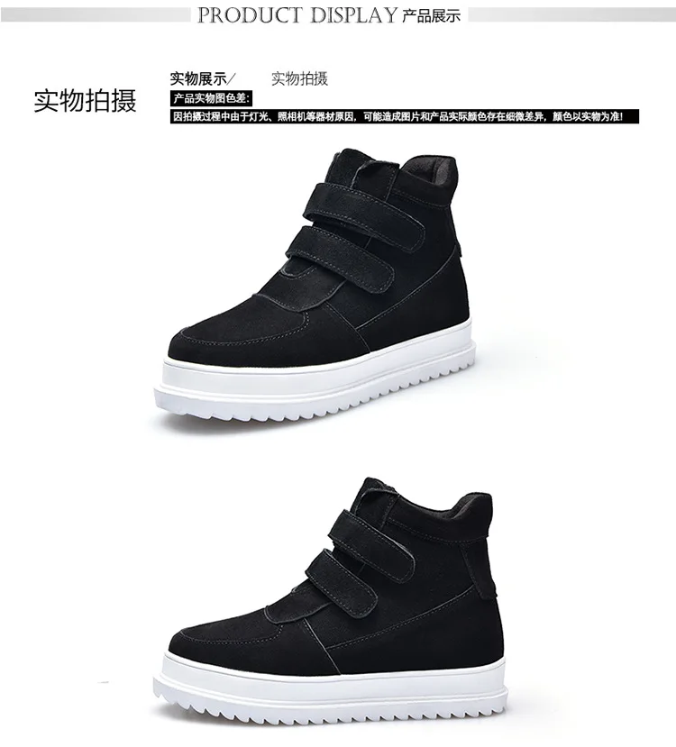 SWONCO Suede Leather Sneakers Woman Winter Snow Boots New Female High Top Black Casual Shoes Sneakers Fur Warm Snow Boots