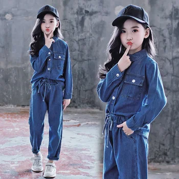 

2020 Girls Spring and Autumn Clothing Suit 2020 New Little Girl Cowboy Two-piece Set Big Kids Casual Fashion Suit Girl Clothes