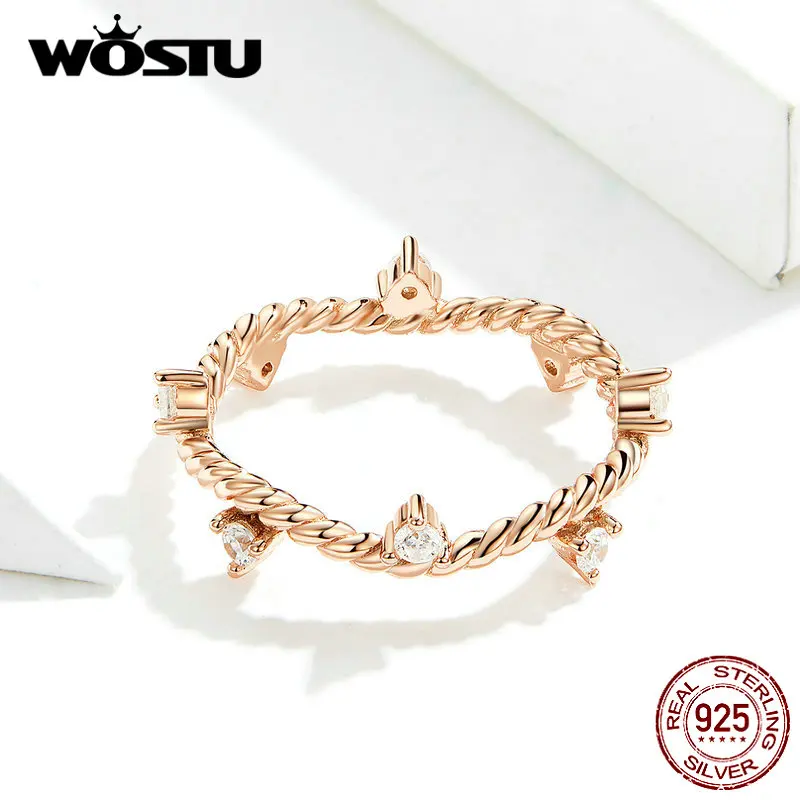 WOSUT,, настоящее 925 пробы, Серебряная роза, золотая, яркая любовь, кольца для женщин, изготовление ювелирных изделий, подарок на свадьбу, вечеринку, CQR577