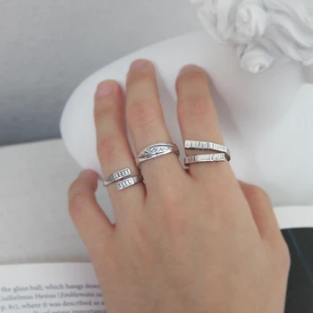 

Silvology Vertical Bar Rings for Women 925 Sterling Silver Stripe Line Cross Design Retro Rings New INS Korea Minimalist Jewelry