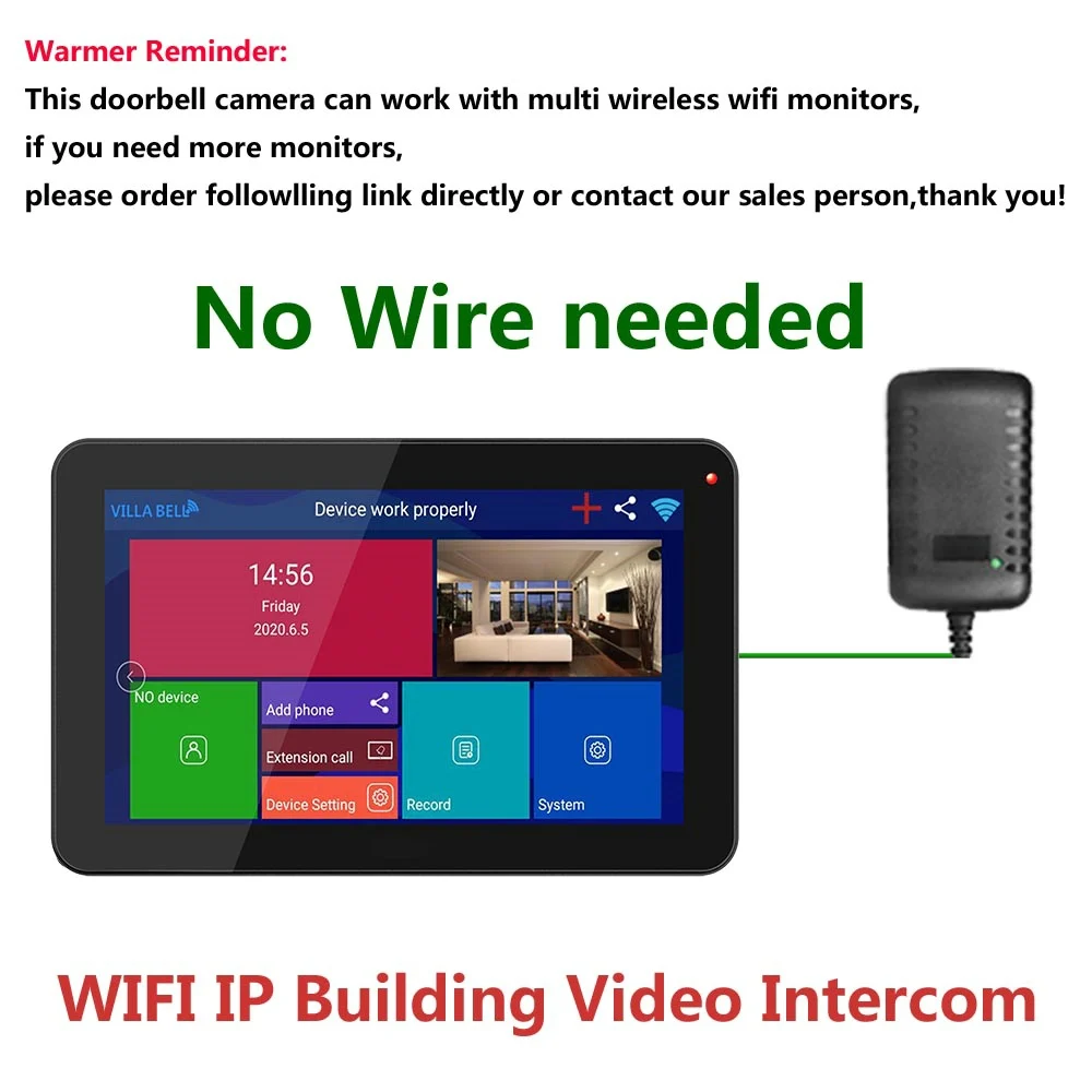 Видеодомофон 9 дюймов несколько мониторов Wi-Fi IP-домофон 1080P AHD-камера 500 отпечатков