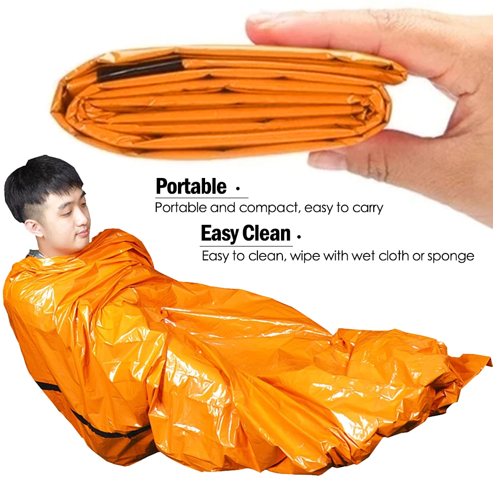 

Portable Waterproof Emergency Sleeping Bag Thermal Reusable Survival Camping Travel Bag Safety Outdoor Tool